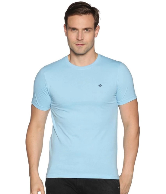 Dollar Cotton Blend Regular Fit Solids Round Half Sleeves Blue Men T-Shirt Single Pack - None