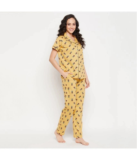 Clovia - Yellow Cotton Blend Womens Nightwear Nightsuit Sets ( Pack of 1 ) - None