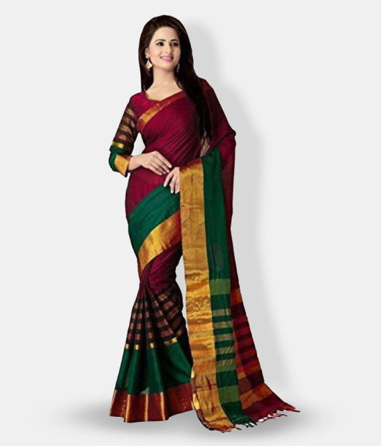 Fashion and Hub Green and Brown Banarasi Silk Saree