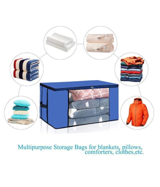 Non-Woven Cloth Storage / Organizer with Transparent Window,Blue (Pack of 2)