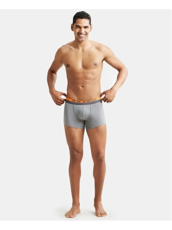 Jockey FP03 Men Super Combed Cotton Rib Solid Trunk with Ultrasoft Waistband - Monument - None