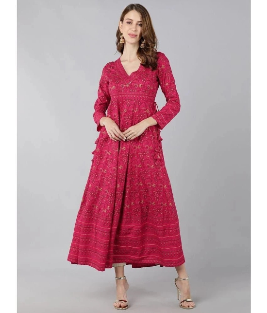 KIPEK - Pink Rayon Womens Anarkali Kurti ( Pack of 1 ) - None