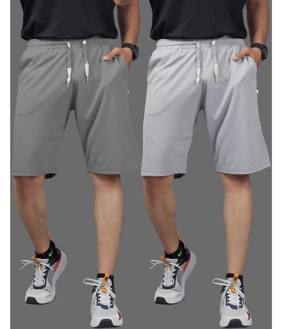 Septem Medium Grey Cotton Blend Mens Gym Shorts ( Pack of 2 ) - None