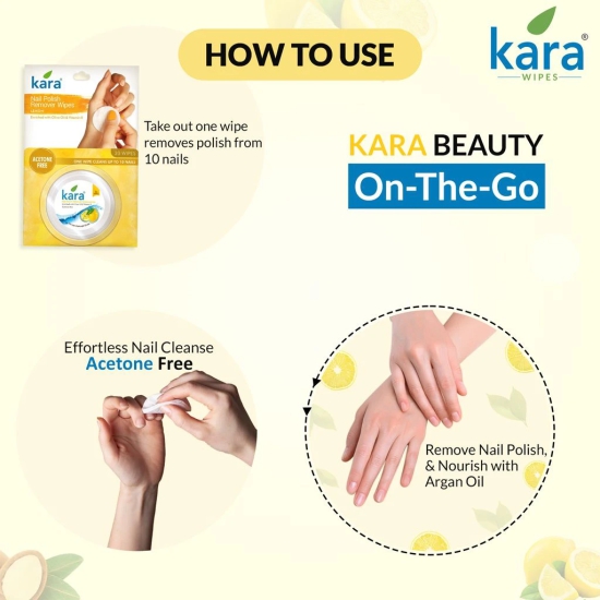 Kara Lemon Nail Polish Remover Wipes 30 Pulls  (Pack of 6)