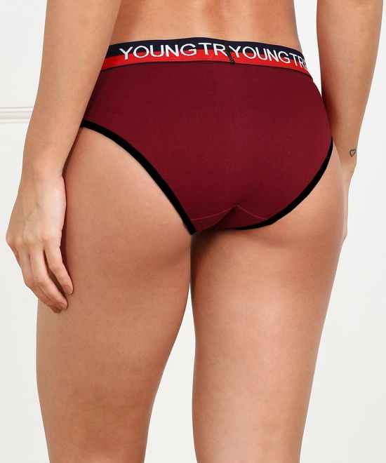 Young Trendz  Women Love Elastic  Hipster Maroon  colour Panty - Organic Cotton-L / Maroon