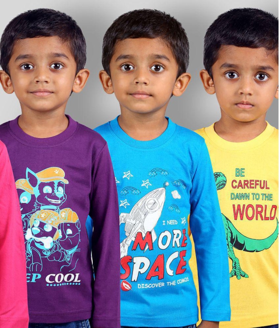 JILZ - Multicolor Cotton Boy's T-Shirt ( Pack of 5 ) - None