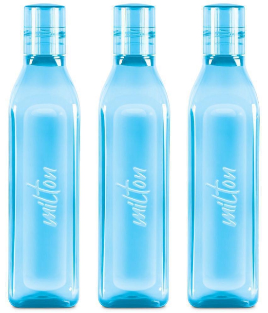 Milton Prive PET Water bottle (Set of 3, 1 Litre Each) Sky Blue - Sky Blue