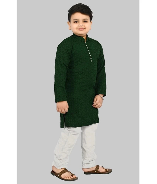 J D Creation Green Chanderi Boys Kurta Sets ( Pack of 1 ) - None