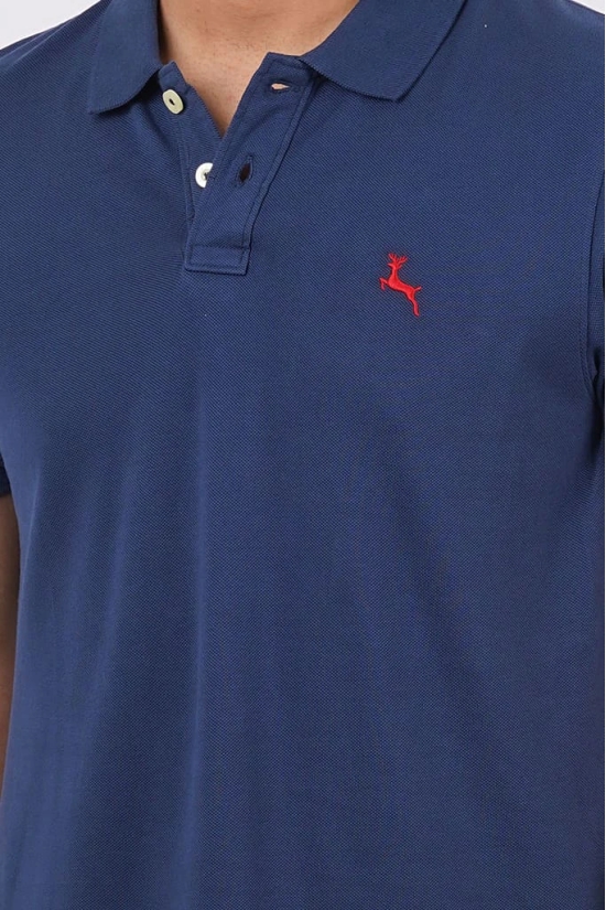 Men's Navy Blue  Embroidery Polo T-Shirt