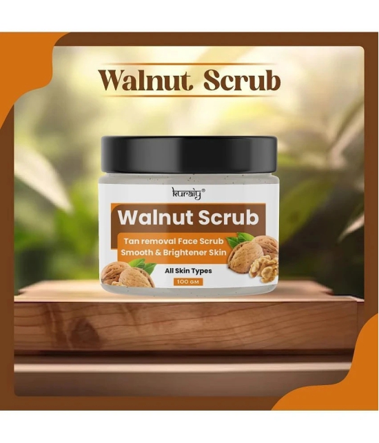 KURAIY Walnut Tan Removal Brightening & Revitalizing Face Scrub for All Skin Types 100g (Pack Of 2)