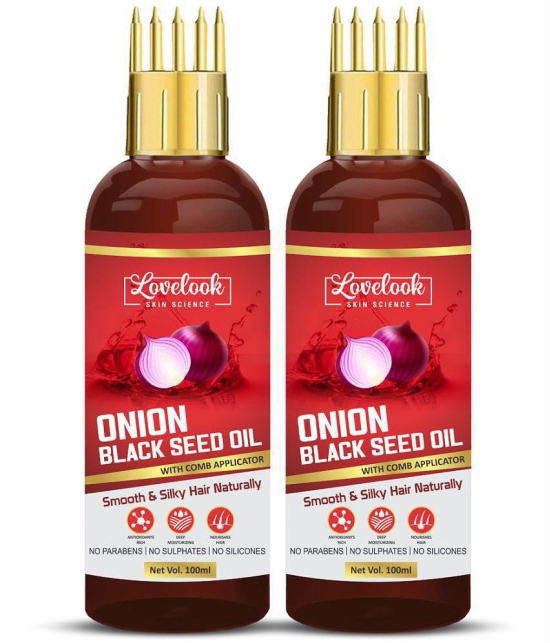 Lovelook Onion Black Seed Hair Oil - WITH COMB 200 mL Pack of 2