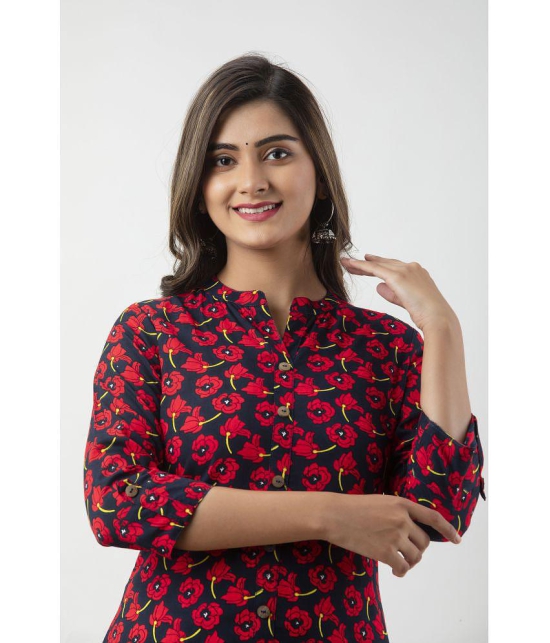 MAUKA - Red Rayon Women''s A-line Kurti ( Pack of 1 ) - None