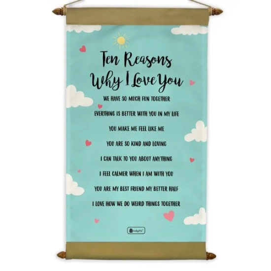 Indigifts Valentine Gifts For Girlfriend Ten Reason to Love Scroll Card 17x9.5 Inches - Birthday Gifts for Boyfriend, Love Gift for Him/ Her/ Husband/ Wife, Girlfriend Birthday Gift Special Love