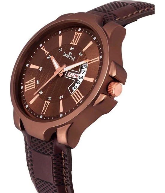 Swisstyle Brown Leather Analog Mens Watch