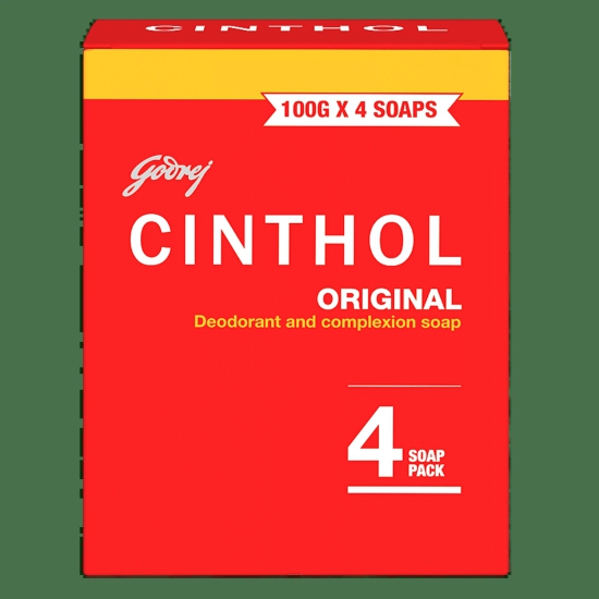 Cinthol Original Deodorant & Complexion Soap, 99.9% Germ Protection, 100 G (Pack Of 4)