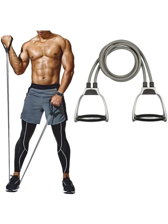 HORSE FIT Double Spring Tummy Trimmer, Double Wheel Ab Roller, Push Up Bar and Double Toning Resistance Tube Home Gym Exercise Equipment for Men Women Best Gym Kit Combo for Home Workout (Mu