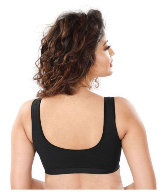 Dermawear Black Poly Cotton Solid Sports Bra - M