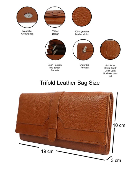 Women Trendy Brown Genuine Leather Wallet (PDS/LDB/23/0006P)