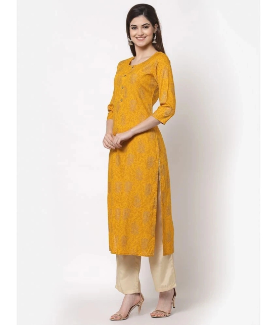 Kbz Yellow Rayon Straight Kurti - Single - None