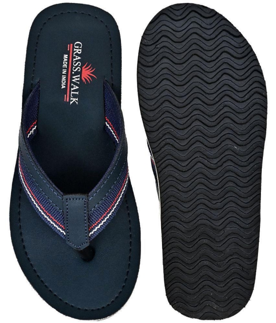 GRASS WALK - Navy Blue Men's Thong Flip Flop - None