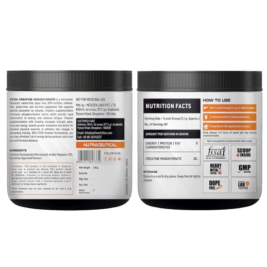 As-it-is ATOM Creatine Monohydrate-250 gm / Kiwi Fusion