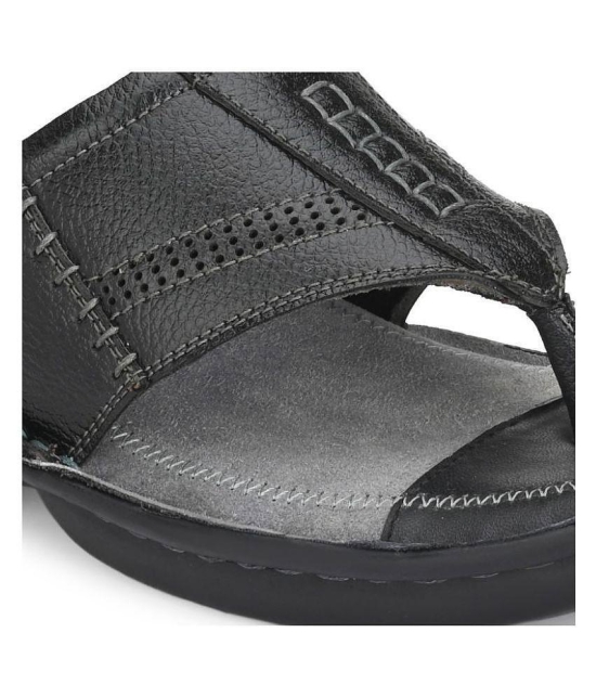 softio - Black Mens Leather Slipper - 6