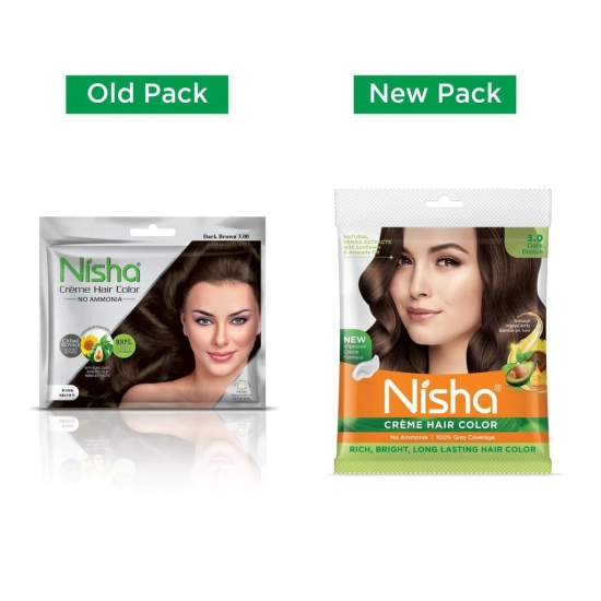 Nisha Creme Hair Color Dark Brown 40g Pack of 6, Permanent Hair Color for Women Men, No Ammonia, 100% Grey Coverage