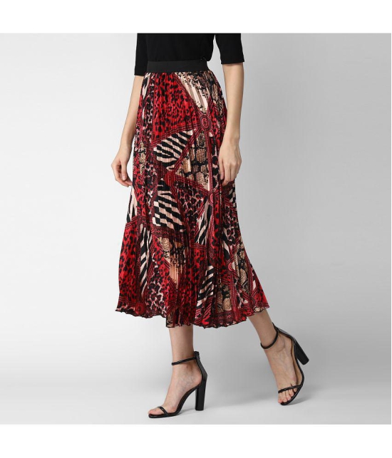 StyleStone Satin Pleated Skirt - Red Single - 30