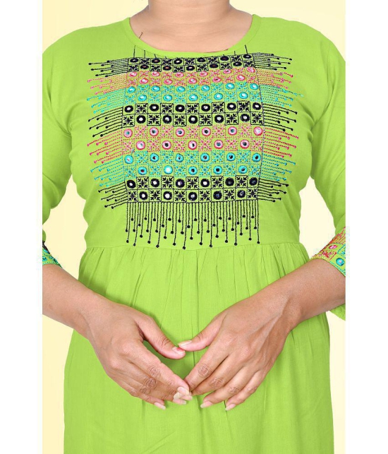 haya fashion - Lime Green Rayon Women's Straight Kurti ( Pack of 1 ) - None