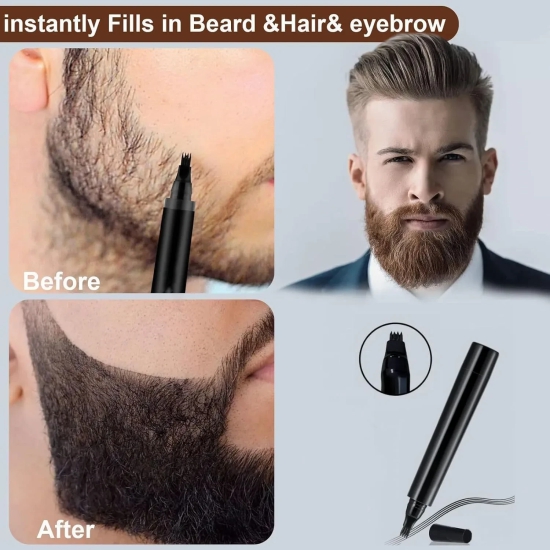 Beard Pencil Filler For Men Barber Styling Pen with Bristle Beard Brush Waterproof