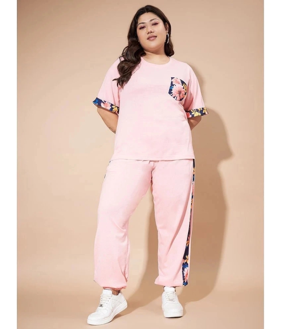 AUSTIVO Pink Printed Joggers Top Set - None