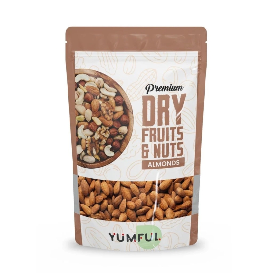 Yumful Raw California Almonds Whole Value Pouch Pack 250g,| 100% Natural and Quality Badam Giri