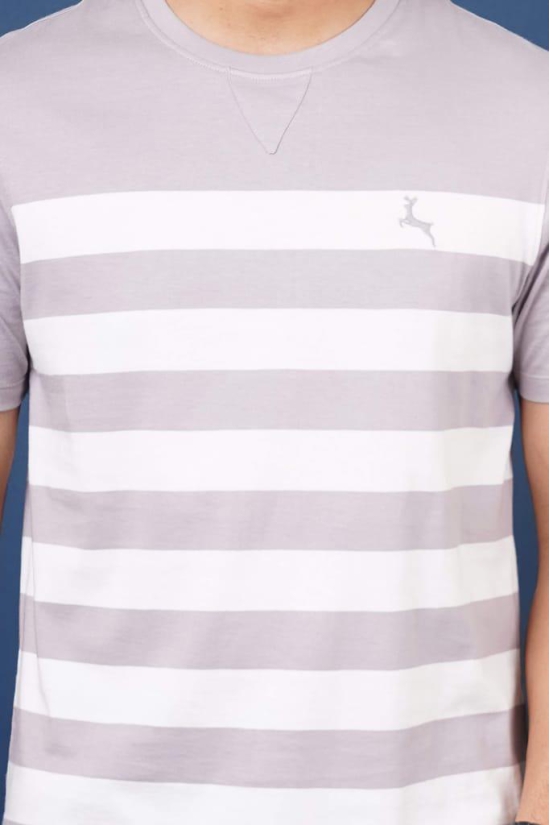 Men's Gull Grey Striped Crew Neck T-Shirt