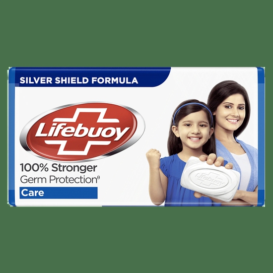 Lifebuoy Care Soap Bar, 100% Stronger Germ Protection, Active Silver Formula, 100 G (Pack Of 4)