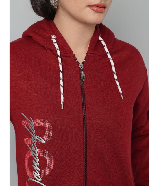 eWools.in Cotton Blend Women''s Hooded Sweatshirt ( Maroon ) - None