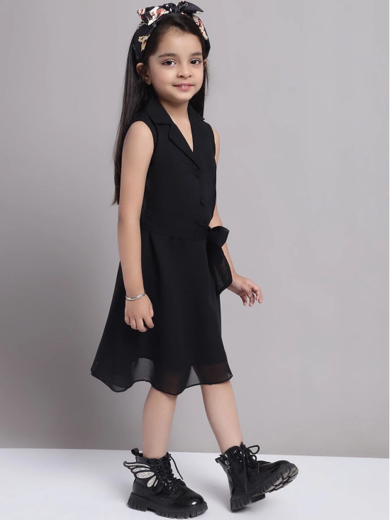 MINI & MING Girls V-Neck Sleeveless Georgette A-Line Dress