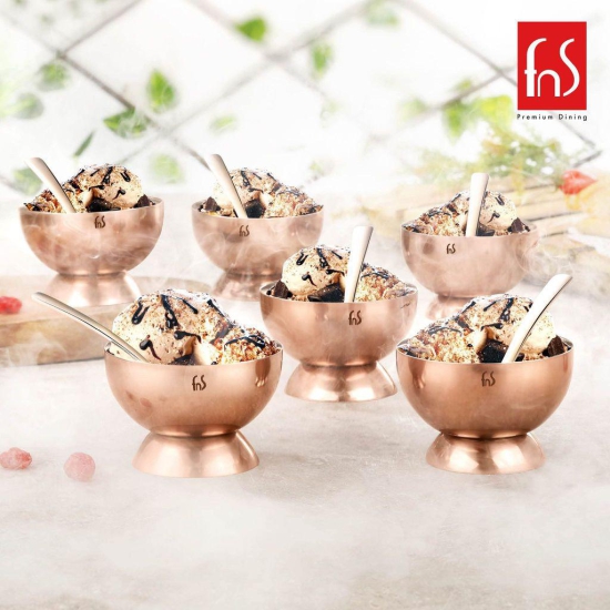 FnS Savory, Ice Cream Bowl with Spoon, Elegant Serving Set, Dining Ware Kitchenware, Best Gift Set, Decent Tableware, Pudding Bowl, Serving Bowl & Spoon (Set of 12)