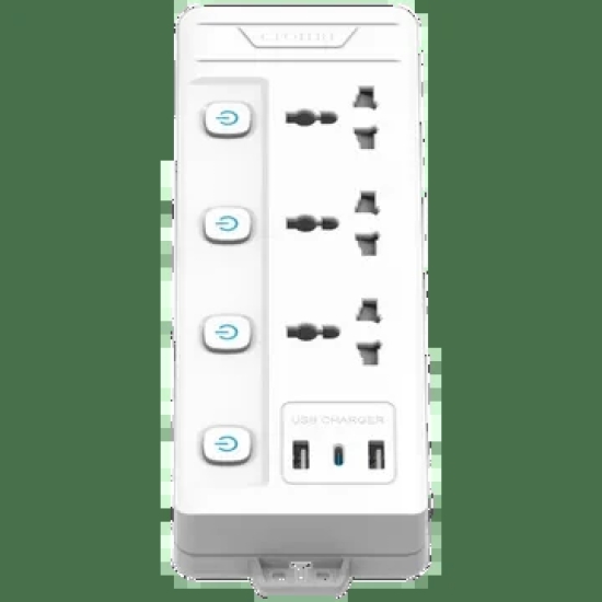 Croma 6 Amps 3 Sockets Surge Protector (2 Meters, Child Safety Shutters, White)