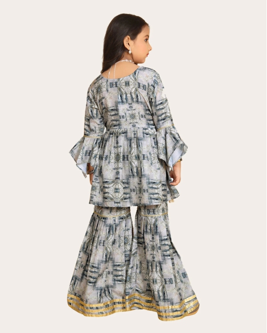 Girls Gharara Suite Set with Dupatta-Grey / 12 - 13 Years