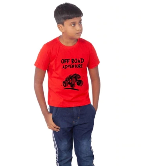 Boys Cotton Off Road Adventure Half Sleeve TShirt (Red) PID41493