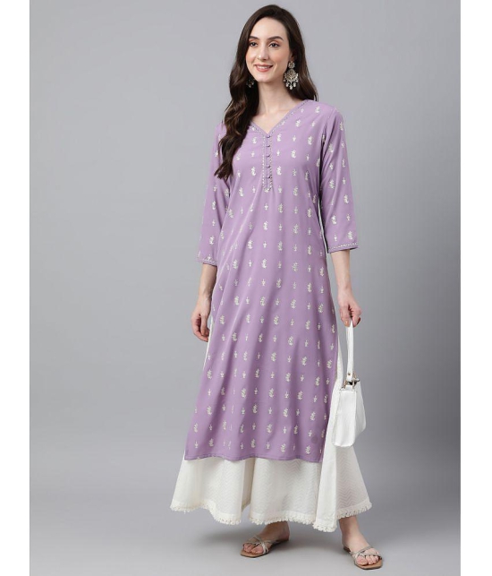 Janasya - Lavender Crepe Womens Straight Kurti ( Pack of 1 ) - None