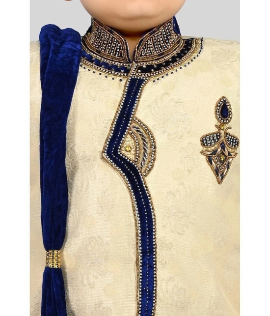 J D Creation Beige Jacquard Boys Indo Western Sherwani & Churidar Set ( Pack of 1 ) - None