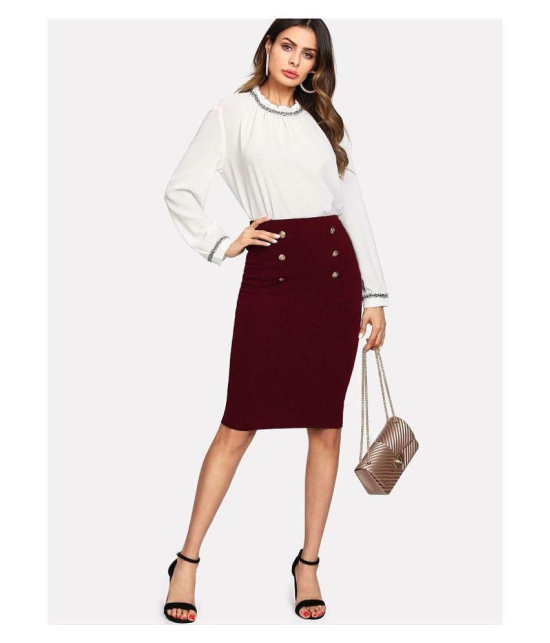 Addyvero Cotton Lycra Pencil Skirt - Maroon Single - 30