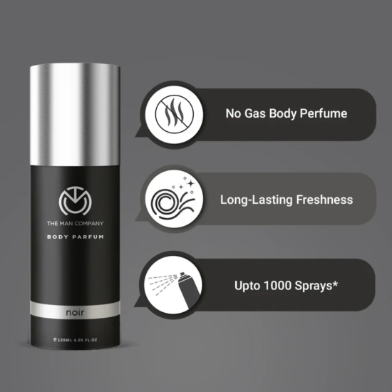 The Man Company Body Parfum Noir For Men | No Gas Deodorant | Body Spray | Long Lasting Fragrance 120ml