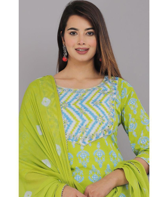 HIGHLIGHT FASHION EXPORT - Green Straight Cotton Womens Stitched Salwar Suit ( Pack of 1 ) - None