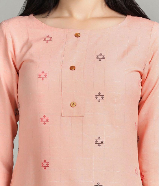 Hritika - Peach Cotton Blend Women's Straight Kurti ( Pack of 1 ) - None