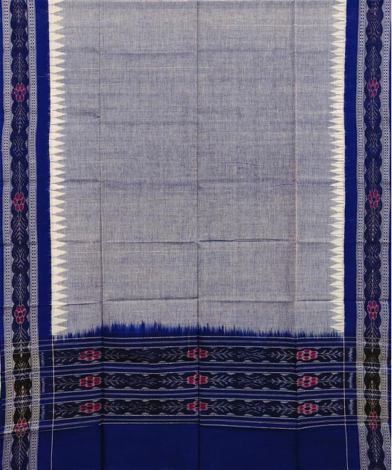 Gray Blue Sambalpuri Handwoven Single Ikat Cotton Dupatta