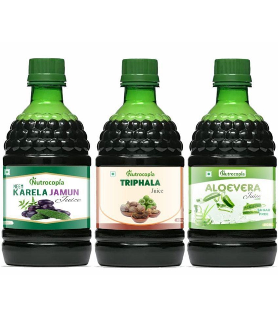 NUTROCOPIA Neem Karela Jamun, Triphala & Aloe Vera Juices Pack of 3 of 400 ML(1200 ML)