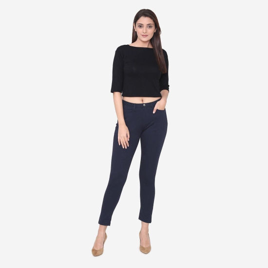 Women's  Cotton Stretchable Jeggings - Navy Navy XXL