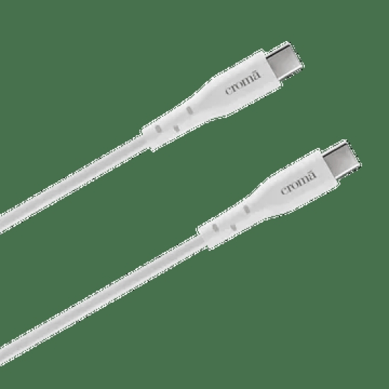 Croma Type C to Type C 6.6 Feet (2M) Cable (In-Built E-Mark Chip, White)